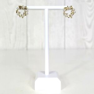 Earrings Faux Pearl and Rhinestone Wreath Studs New